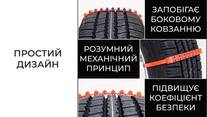 Автомобільні ланцюги - браслети Supretto проти ковзання (5623)